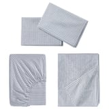 SOLFIBBLA Sheet set, white blue/stripe, King