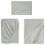 SOLFIBBLA Sheet set, white green/stripe, Twin