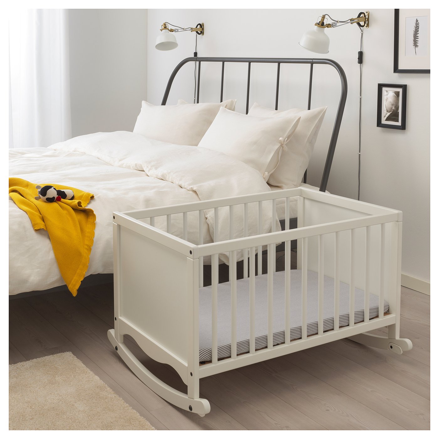 SOLGUL Cradle with sleeping pad, white, 26x33 1/8" IKEA