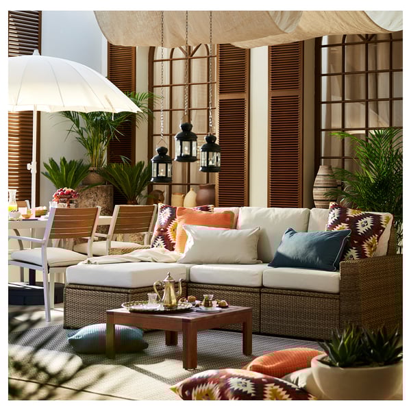 Solleron 3 Seat Modular Sofa Outdoor With Footstool Brown Brown