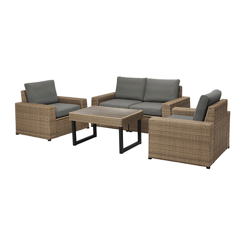 SOLLERÖN 4seat conversation set, outdoor brown/Frösön/Duvholmen dark