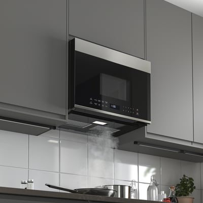 SOLNEBO Over-the-range microwave, Stainless steel, 24