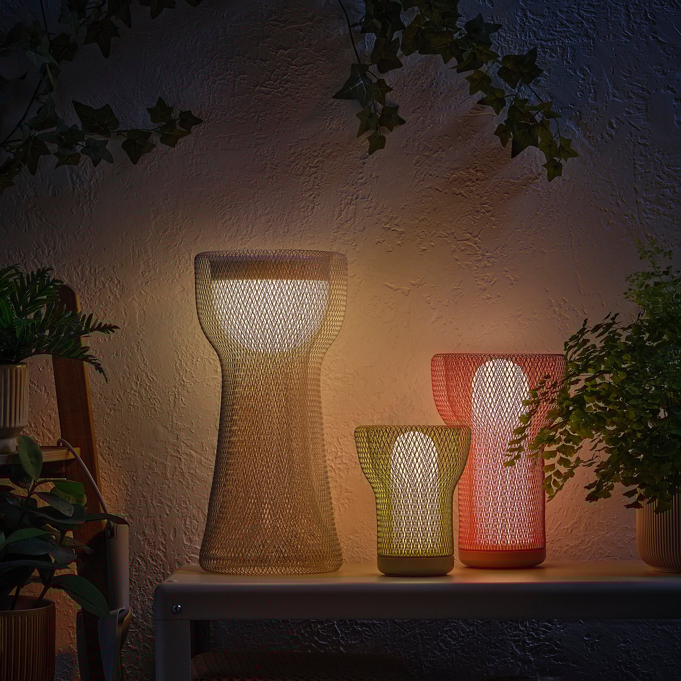 LED decorative light, floor, battery operated/mesh beige 4