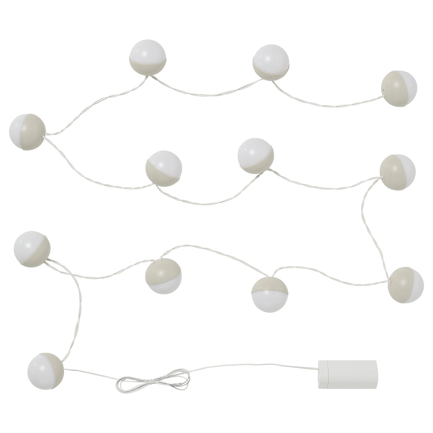 Led String Light With 12 Lights, Battery Operated/Beige White