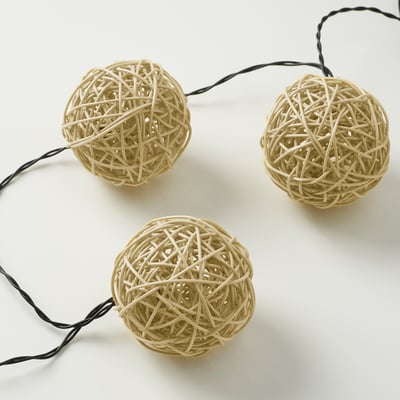 SOLVINDEN LED string light with 12 lights, battery operated/beige