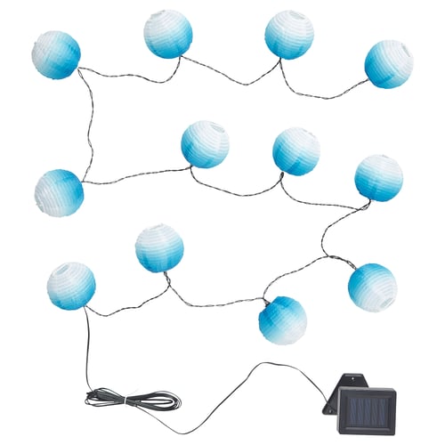 SOLVINDEN LED string light with 12 lights, outdoor globe/blue toned IKEA