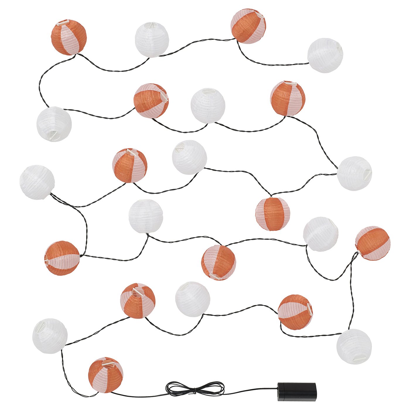 Led String Light With 24 Lights, Battery Operated Globe/Orange Pink