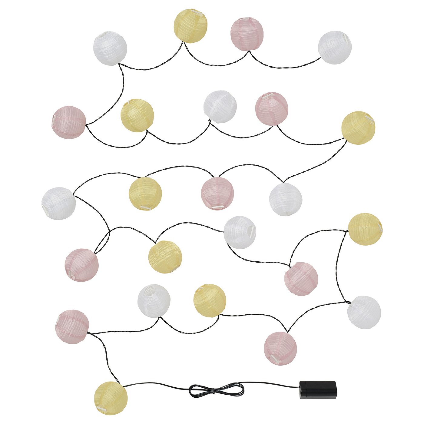 Led String Light With 24 Lights, Battery Operated Globe/Yellow Pink