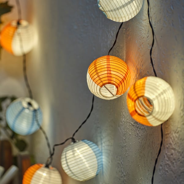 SOLVINDEN LED string light with 24 lights, outdoor battery operated/globe multicolor