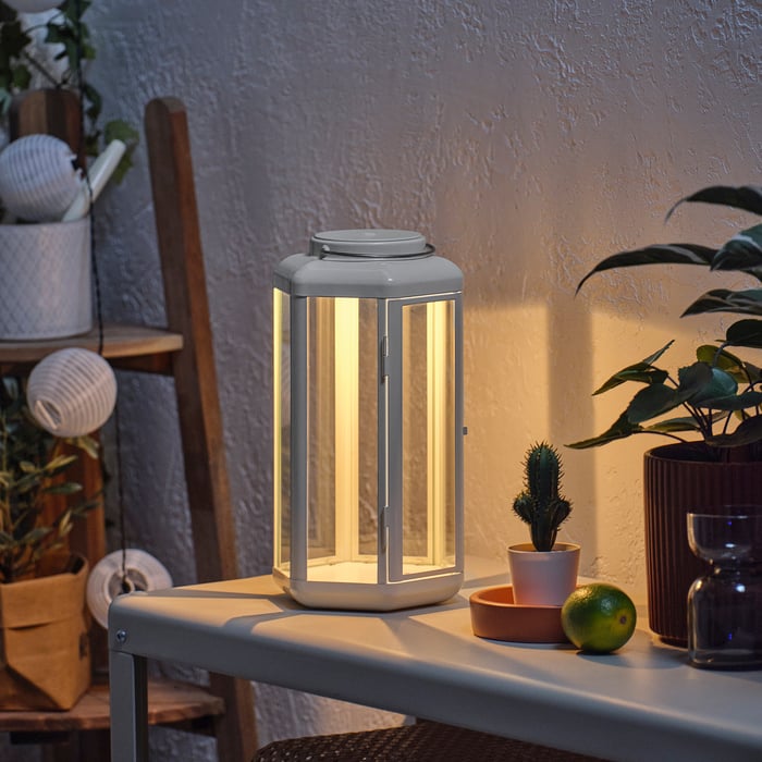 SOLVINDEN LED table lamp, lantern/battery operated white, 11" - IKEA