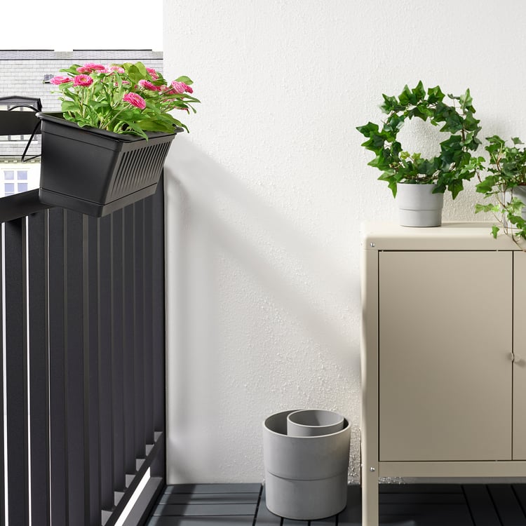 SOMMARFEST Flower box with holder, indoor/outdoor anthracite IKEA
