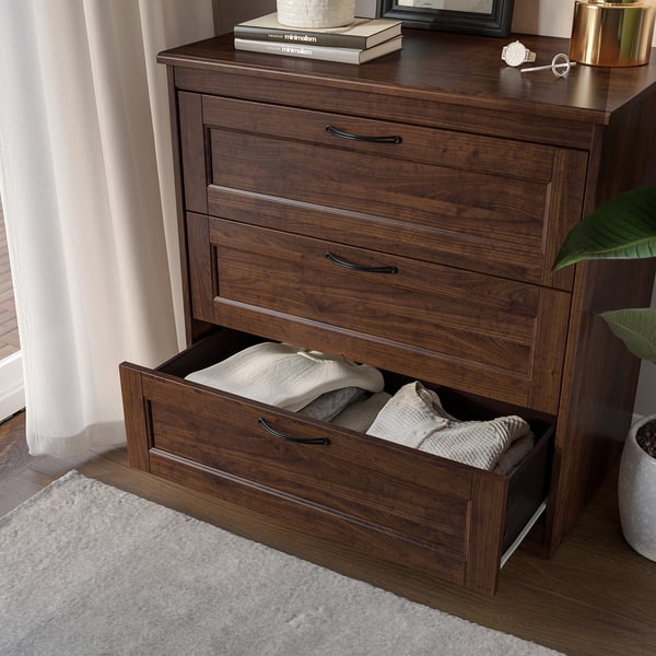 SONGESAND 3-drawer dresser, brown, 32 1/4x31 7/8 "