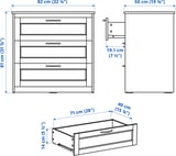 SONGESAND 3-drawer dresser, brown, 32 1/4x31 7/8 "