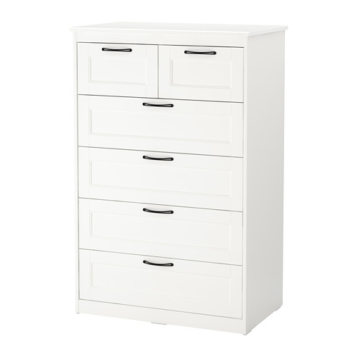 SONGESAND 6-drawer dresser, white, 32 1/4x49 5/8 "