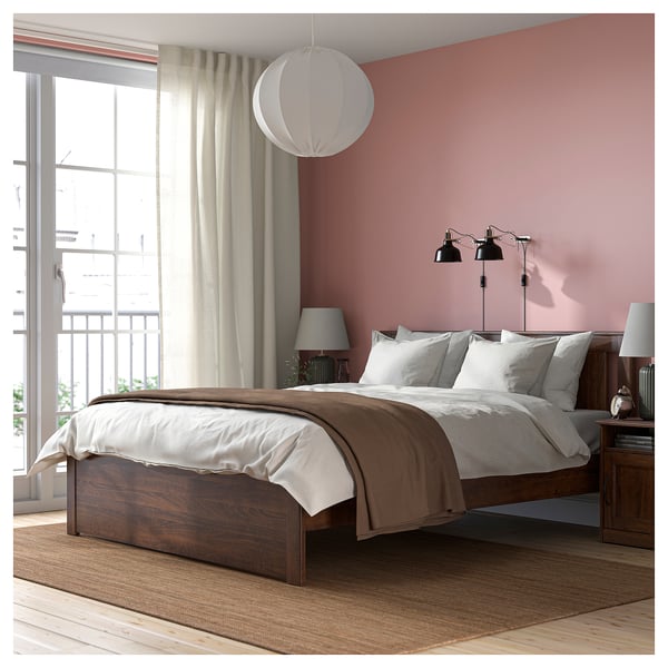 SONGESAND Bed frame, brown/Luröy, Queen