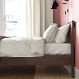 SONGESAND Bed frame, brown/Luröy, Queen