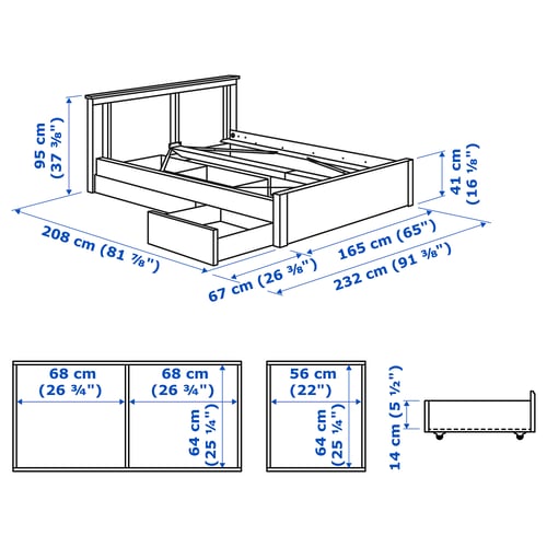 Illustration with measurements for the product: SONGESAND.