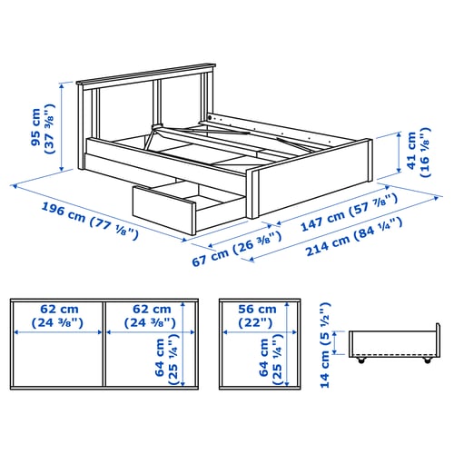 Illustration with measurements for the product: SONGESAND.