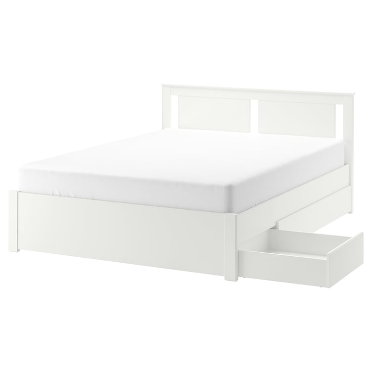 SONGESAND bed frame with 2 storage boxes, white/Lönset, Full/Double IKEA