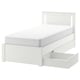 SONGESAND Bed frame with 2 storage boxes, white/Lönset, Twin