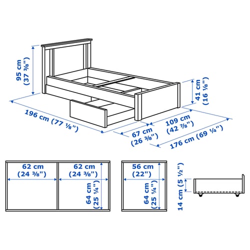 Illustration with measurements for the product: SONGESAND.