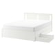 SONGESAND Bed frame with 4 storage boxes, white, Full/Double