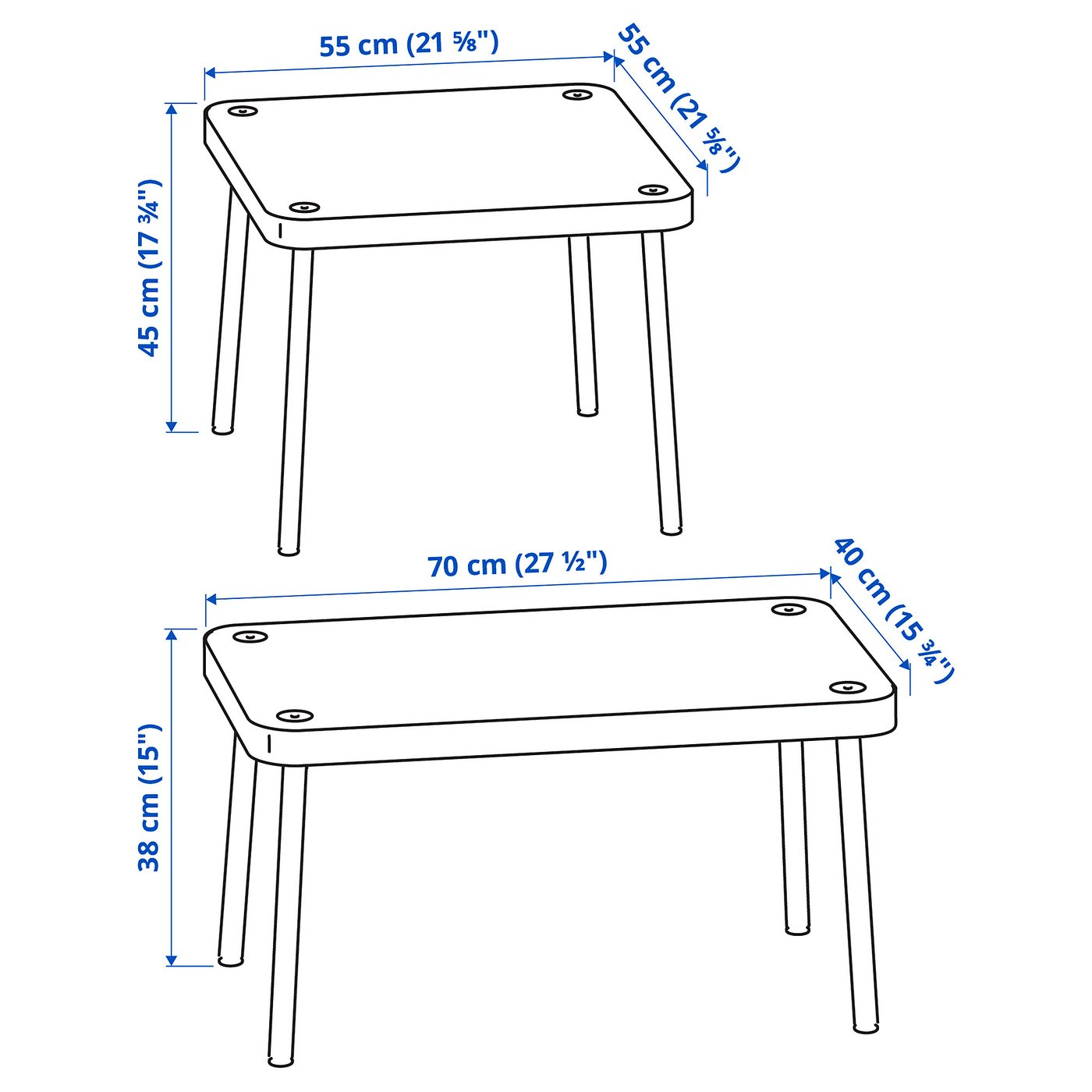 SONHULT nesting tables, set of 2, yellow/birch effect - IKEA