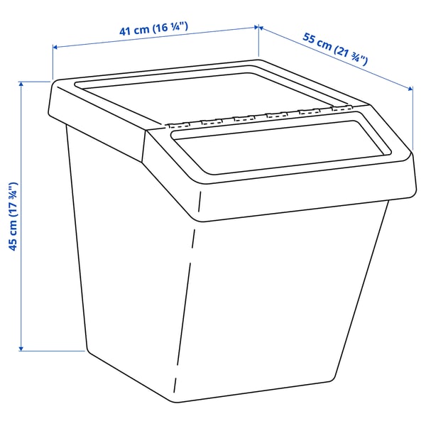 SORTERA Sorting bin with lid, beige, 16 gallon