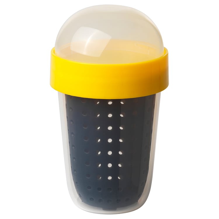 SPLITTERNY snack container, gray/yellow, 10 oz IKEA