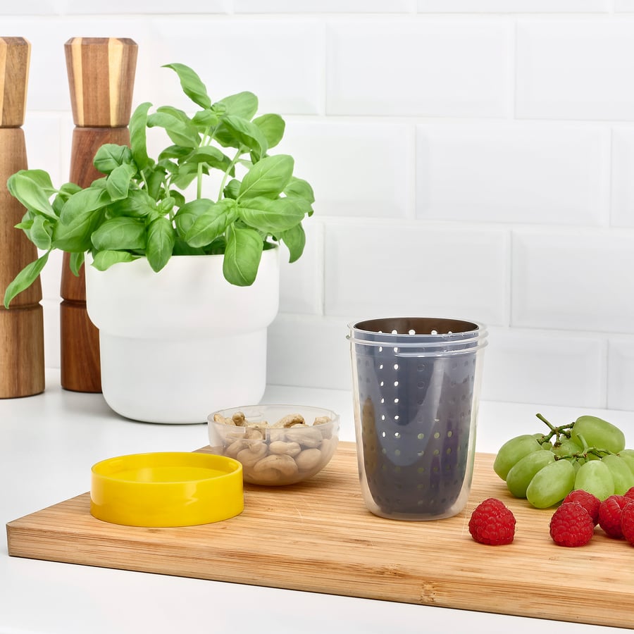 SPLITTERNY snack container, gray/yellow, 10 oz IKEA