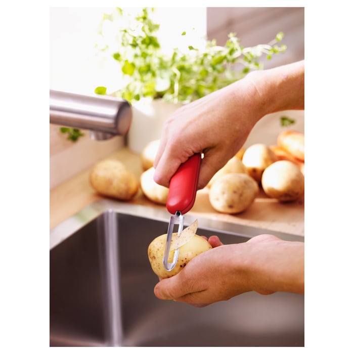 STÄM Potato peeler, red, white/black IKEA