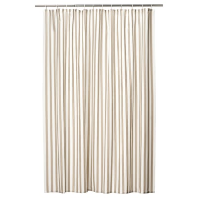 STAVBJÖRNBÄR Shower curtain, beige/white, 72x72 "