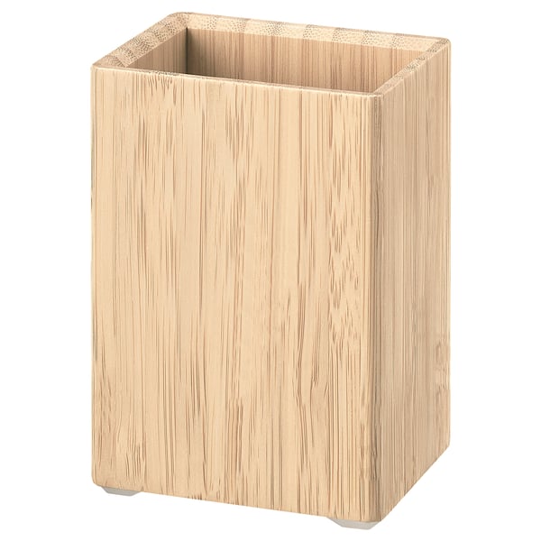 STEGESUND bamboo waste bin, square light brown, modern design.