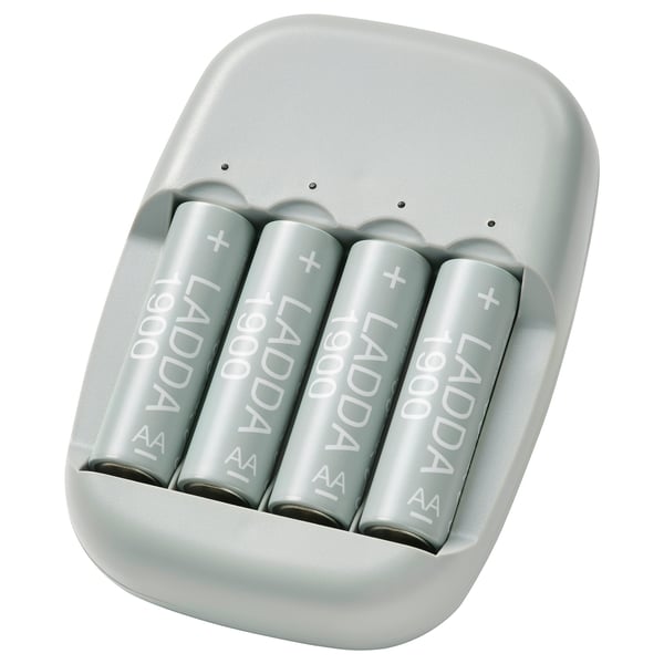 STENKOL / LADDA battery charger and 4 batteries - IKEA