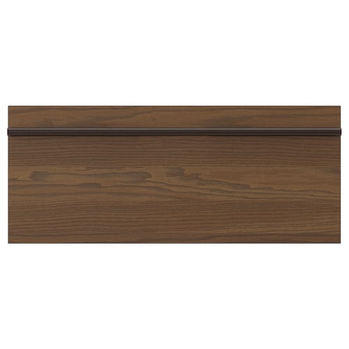 Dark brown ash wood panel with smooth, solid handle spanning width.