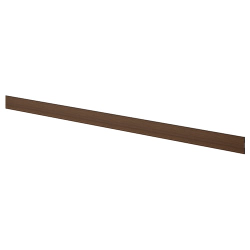 Dark brown ash veneer kitchen plinth, rectangular, simple design.