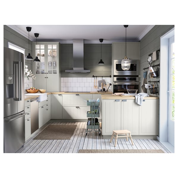 STENSUND 2-p door/corner base cabinet set, beige, 13x30 "