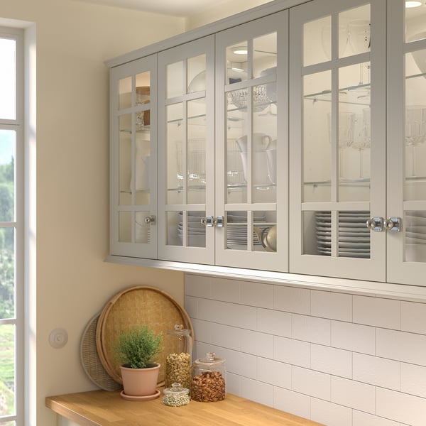 STENSUND Glass door, beige, 15x40 "