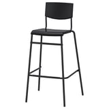 STIG Bar stool with backrest, black/black, 29 1/8 "