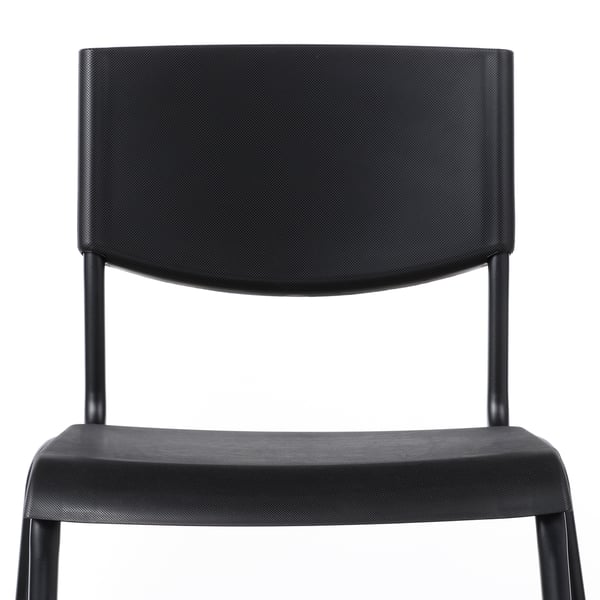 STIG Bar stool with backrest, black/black, 29 1/8 "