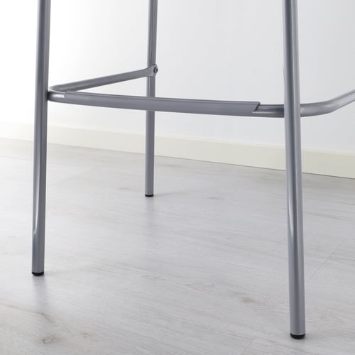 STIG Bar stool with backrest, black, silver color, 29 1/8" IKEA