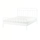White metal bed frame with vertical bars, classic design.