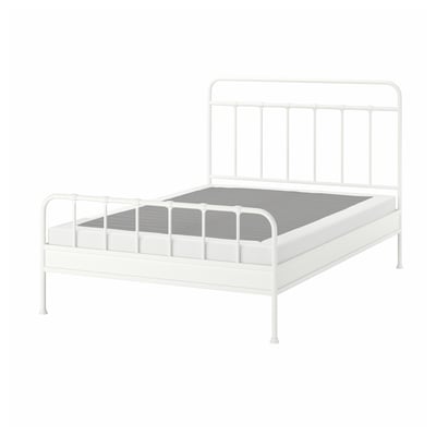 STJÄRNÖ Bed frame, white/Lyngör white, Queen