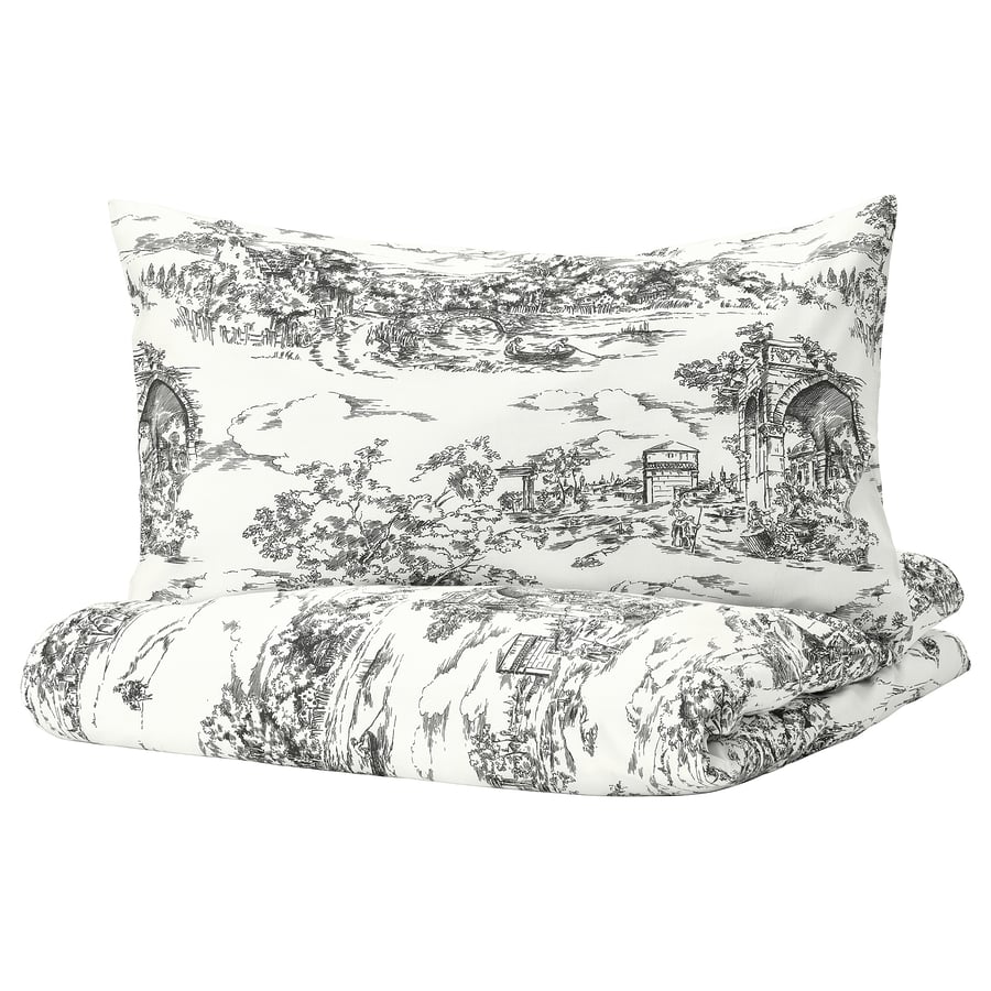 STJÄRNRAMS Duvet cover and pillowcase(s), white/gray, Twin IKEA