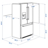 STJÄRNSTATUS French door refrigerator, black counter-depth, 22.6 cu.ft