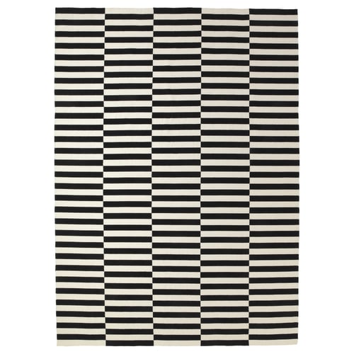 STOCKHOLM rug, flatwoven handmade/stripe black/off-white 11 ' 6 " 8 ' 2 " ¼ " 94.18 sq feet 4 oz/sq ft
