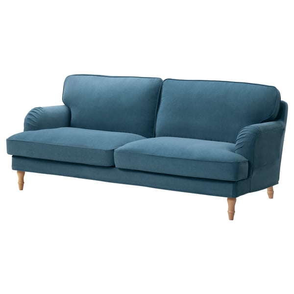 Stocksund Sofa Ljungen Blue Light Brown Wood Ikea