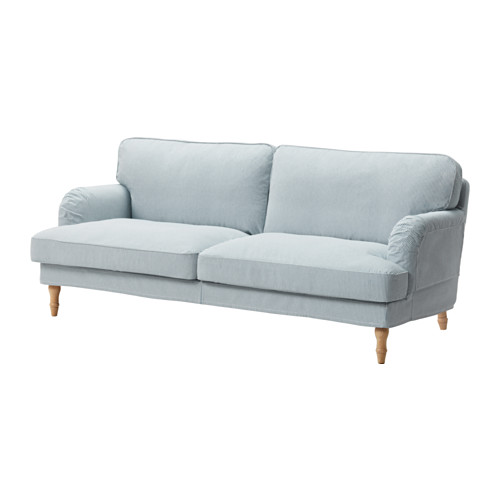 STOCKSUND Sofa Remvallen blue/white, light brown IKEA