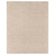 A STOENSE rug in light beige. Its rectangular, soft, and has a subtle sheen. Made of polypropylene, its comfortable and durable.