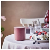 STÖRTSKÖN Scented candle in ceramic jar w lid, Berries/red, 60 hr
